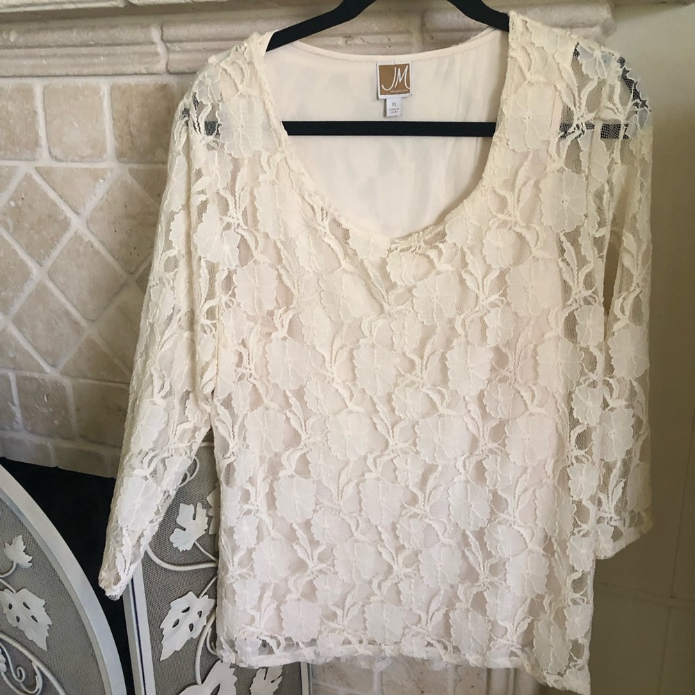 JM Collection XL Lace 3/4 Sleeve Formal Blouse Shirt Top